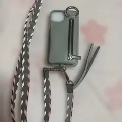 ajew スマホケース ショルダーストラップ付き グレー