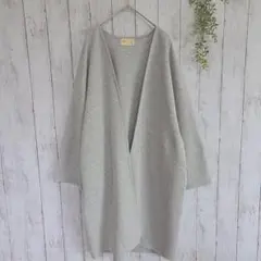 ナノユニバース　ロングカーディガン　フリーサイズ　カットソー　前開き　ボタンレス