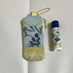 リップポーチミナペルホネンハンドメイド 両面パッチワーク コインケースチャームa