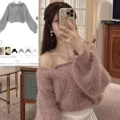 シャギーニット ピンク