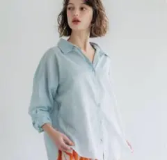 coca ガーゼシャツ 長袖 ブルーのサムネイル