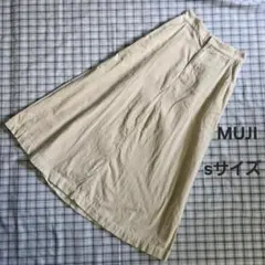 MUJI ロングフレアースカート　オフホワイト　ベージュ　コーデュロイ　Sサイズ