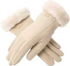 ファー手袋 手袋 レディース タッチパネル対応 ファー付 暖かい 裏起毛