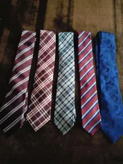 ネクタイ 5本セット ボルドー 青 チェック