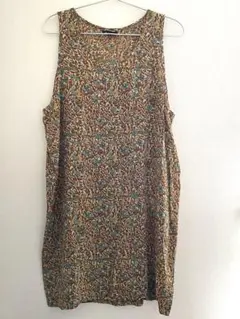 pas de calais ボタニカル柄シルクノースリーブワンピース S