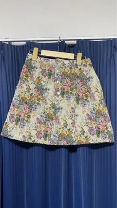 ミニスカート ゴブラン織り 花柄