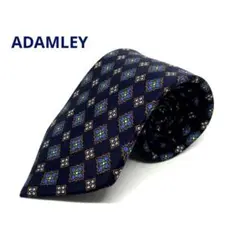 ADAMLEY ネクタイ　ネイビー　小紋柄　シルク100% 日本製 ハンドメイド