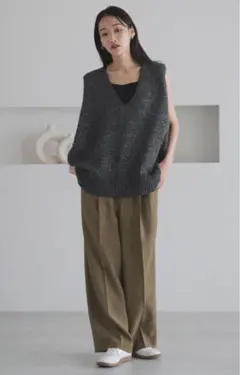 LOWRYS FARM ローリーズファーム　ホップサックワイドパンツ　ブラウン