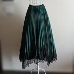 ZARA グリーン プリーツスカート Lサイズ