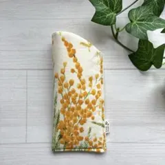 メガネケース　布製眼鏡ケース　ソフトタイプ ミモザ　moment ハンドメイド