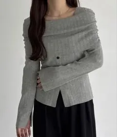 【値下げ交渉⭕️】callautia **オフショルボタンニット グレー