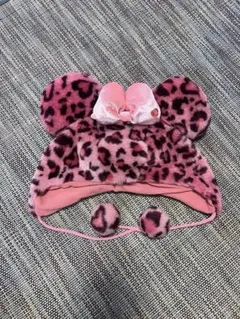 ピンクヒョウ柄ファンキャップ ミニーちゃん ディズニー