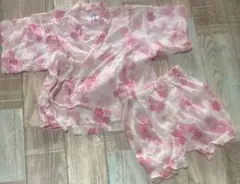 ミキハウス　mikihouse 甚平 ピンク 花柄 コットン　　90cm