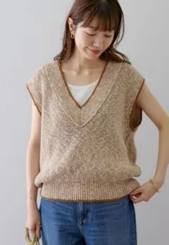 メランジスラブベスト　コットン100%