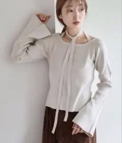 本日限定お値下げ⭐︎ボウタイ配色リブニット kastane 値下げ不可