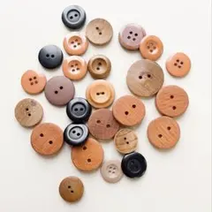 ヴィンテージボタン まとめ売り 26個 木製多め 手芸素材 ナチュラル 昭和