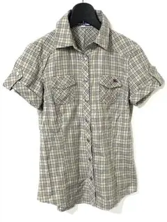 美品 バーバリーブルーレーベル ノバチェック総柄 半袖シャツ ホースロゴ刺繍38