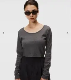 coca 前後2WAYリブクロップドロンT チャコールのサムネイル