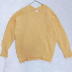 Edit Vネックニット 黄 シンプル ベーシック