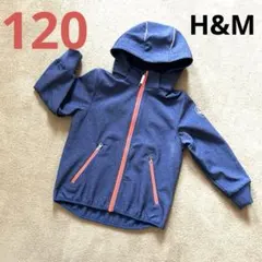 ☆120 H&M ネィビー ジャケット フード付 ナイロン 裏地 春秋 ☆