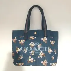 期間限定値下げ COACH デニム花柄トートバッグ 91049