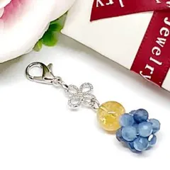 天然石　アクアマリン　シトリン　キーホルダー　ストラップ　パワーストーン　可愛い