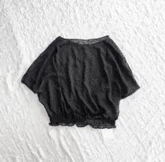 ドット柄半袖トップス 黒　美品　ノーブルのサムネイル