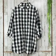 ☆セシカ☆チュニック ロングシャツ [40] チェック グレー系 スリットのサムネイル