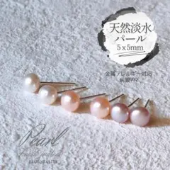 淡水パール 紫 ピアス 大人 レディース 一粒 春 5mm アレルギー対応