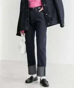 ネイビー ストレートデニム Sサイズ