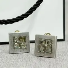 CHANEL シャネル イヤリング ココマーク ラインストーン シルバー メタル