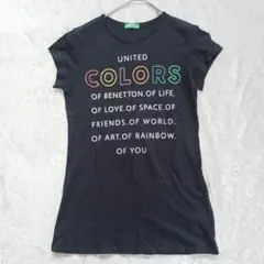 ベネトン 半袖 Tシャツ 黒 フレンチスリーブ XL カットソー