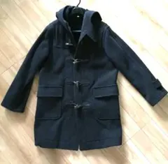 ダークグレー ダッフルコート フード付き