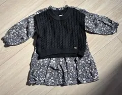 プティマイン　petit main 花柄ワンピース セーター重ね着