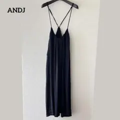 【美品】ANDJ キャミソールサロペット オールインワン ブラック とろみ Mのサムネイル