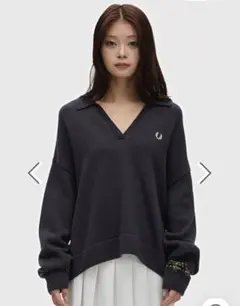 フレッドペリー　タータンパネルニットシャツ