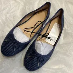 GU ネイビー リボン付きバレエシューズ
