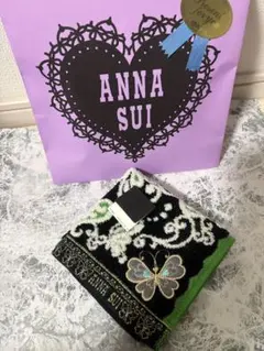 ANNA SUI 蝶刺繍 タオルハンカチ