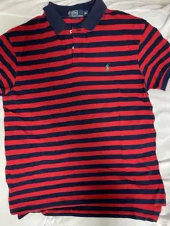 Polo by Ralph Lauren 赤と紺のストライプ ポロシャツ XL