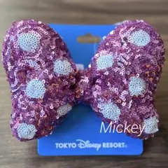 【新品】ディズニー　ヘアゴム ミニー リボン スパンコール ピンク