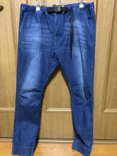 ダークブルーデニムパンツ ブルーダメージデニムパンツストレッチ