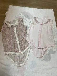 ロンパース 2点セット 80cm ピンク 花柄