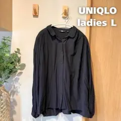 UNIQLO レディース 長袖シャツ ブラック Lのサムネイル