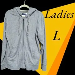 Navy produce グレー フード付きパーカー　Ladies Lサイズ