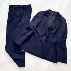 【グリーンレーベル】パンツスーツ ダブル 洗える ウォッシャブル ストレッチ