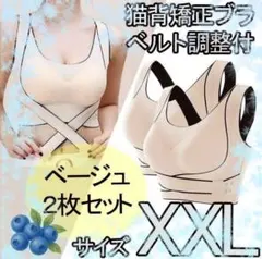 猫背矯正ブラ ノンワイヤー スポーツブラ　ナイトブラ　ベージュ XXL