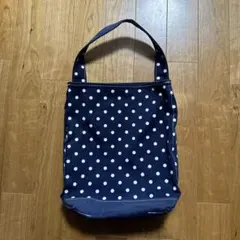 TEMBEA ドット柄 トートバッグ ネイビー