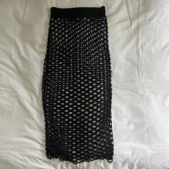 ZARA ザラ ネット編み タイトスカート メッシュ 黒のサムネイル