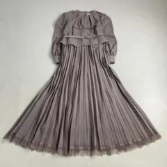 美品　ハーリップトゥ　ワンピース　パフスリーブ　プリーツ　ロング丈 ベルト付き