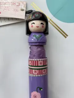 新品未使用 京都くろちく はんなり舞妓傘 晴雨兼用 折りたたみ傘 箱付 廃番 紫のサムネイル